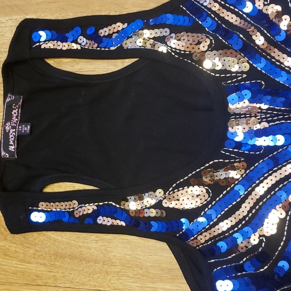 NWT blue/gold sequined racerback tank size medium - Picture 3 of 4